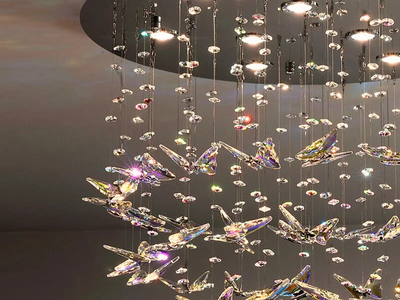 Fly Chandelier-Luxury Creative Butterfly Crystal Chandelier For Ceiling Detail