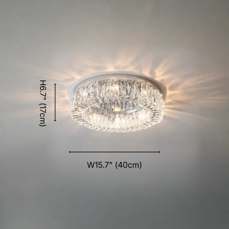 Glossy Round Crystal Ceiling Lamp for Living Room & Dining Room
