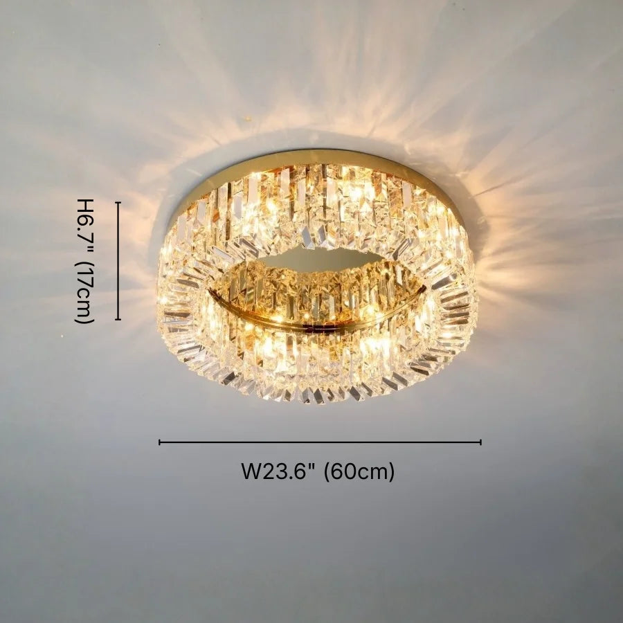 Glossy Round Crystal Ceiling Lamp for Living Room & Dining Room