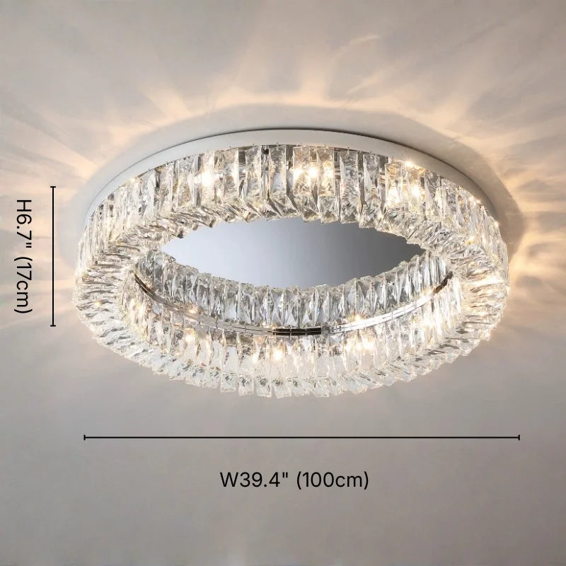 Glossy Round Crystal Ceiling Lamp for Living Room & Dining Room