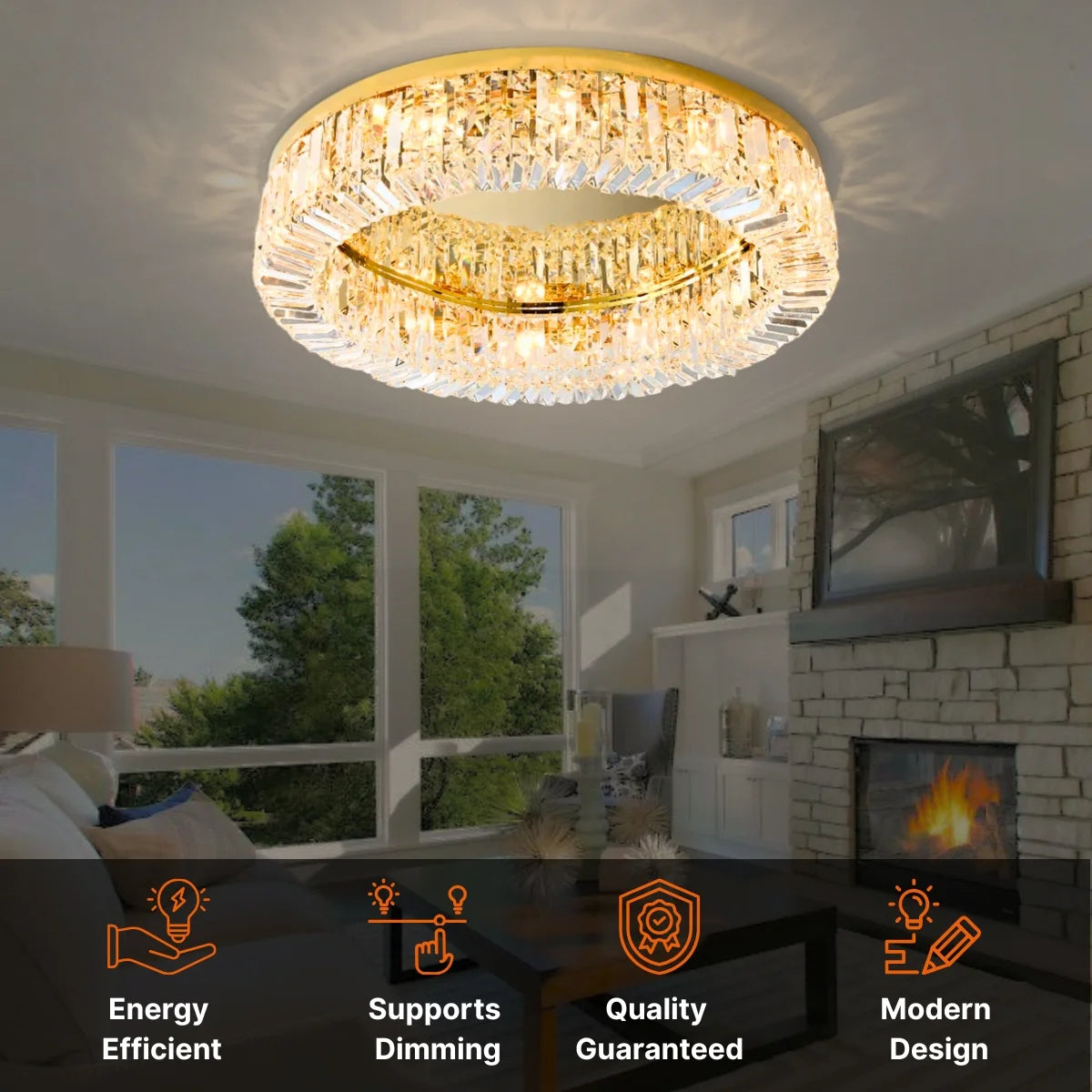 modern crystal light for ceiling