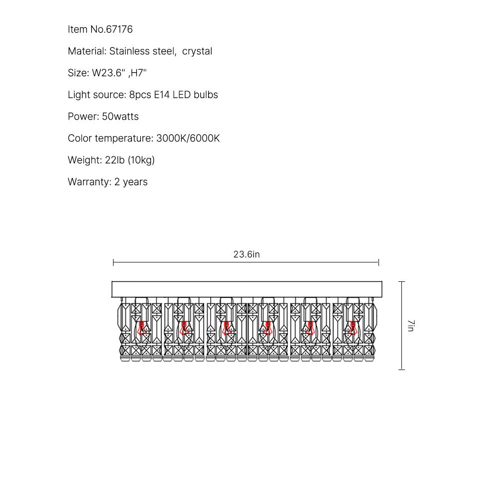 Glossy Ceiling Lamp-Modern Round Crystal Ceiling Lamp-SKU-23.6"