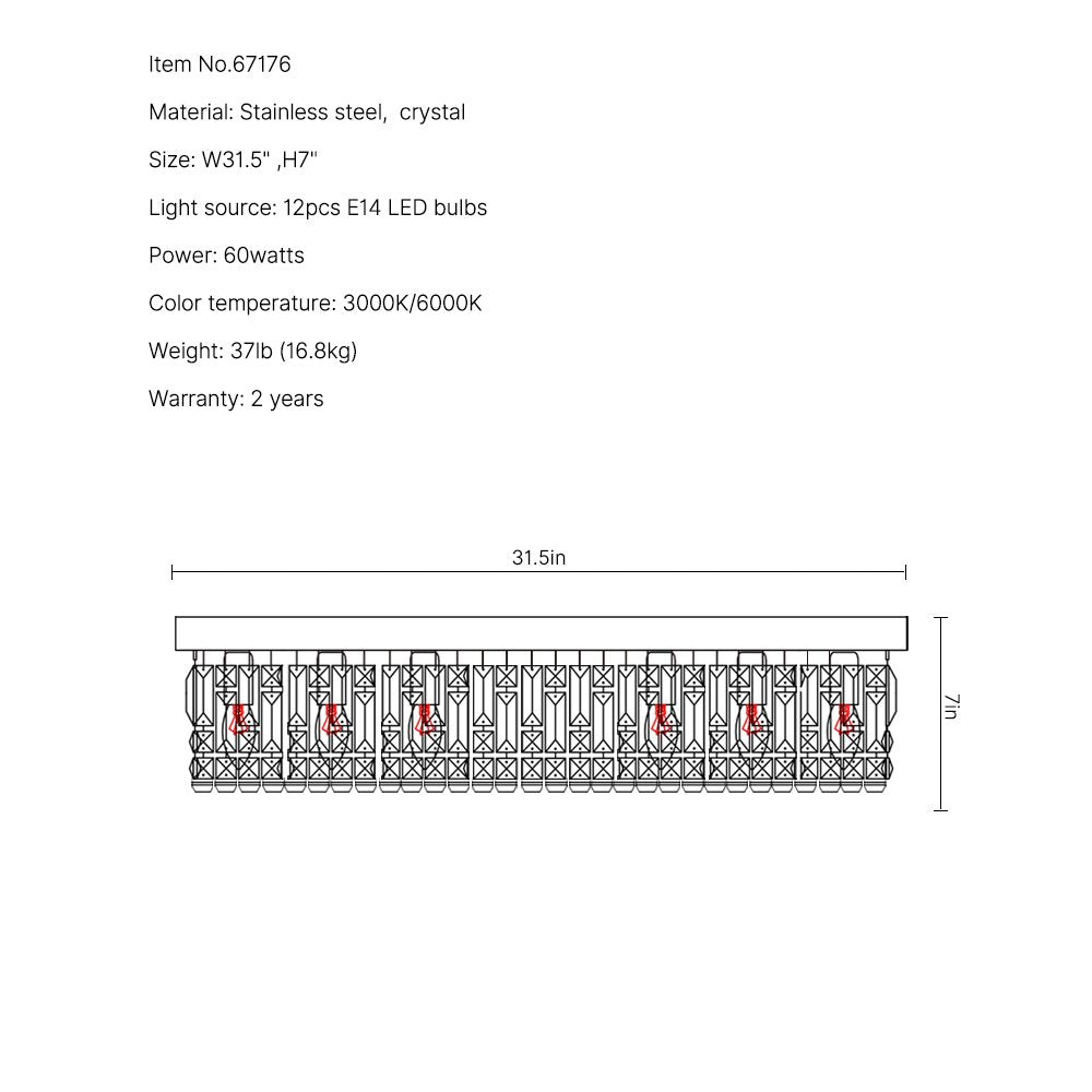 Glossy Ceiling Lamp-Modern Round Crystal Ceiling Lamp-SKU-31.5"