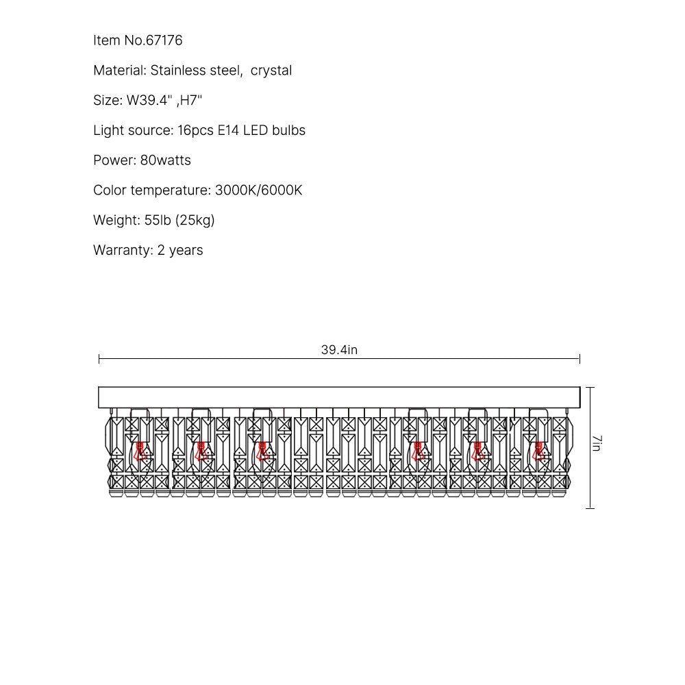 Glossy Ceiling Lamp-Modern Round Crystal Ceiling Lamp-SKU-39.4"