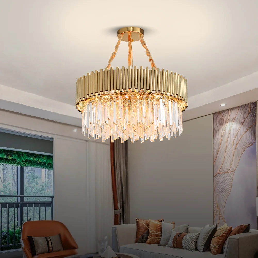 Gold and Crystal Chandelier