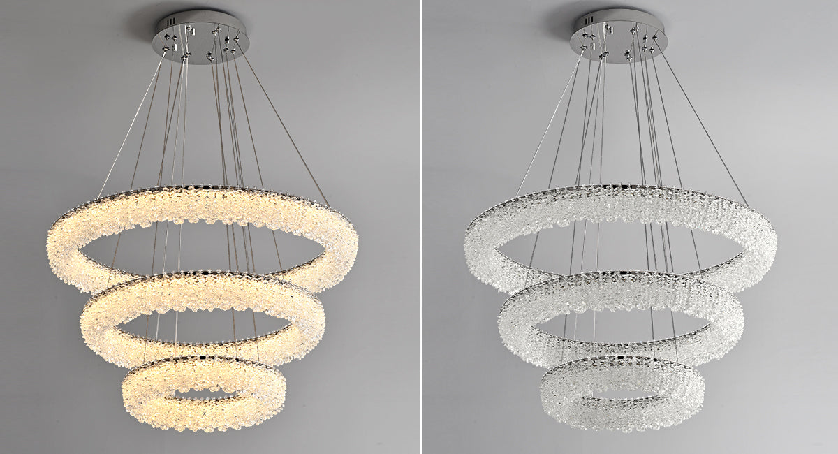 Halo Chandelier-Modern Luxury Living Room Ring Crystal Chandelier Light-Real Shot
