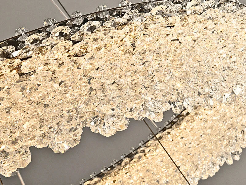 Halo Chandelier-Modern Luxury Living Room Ring Crystal Chandelier Light Detail