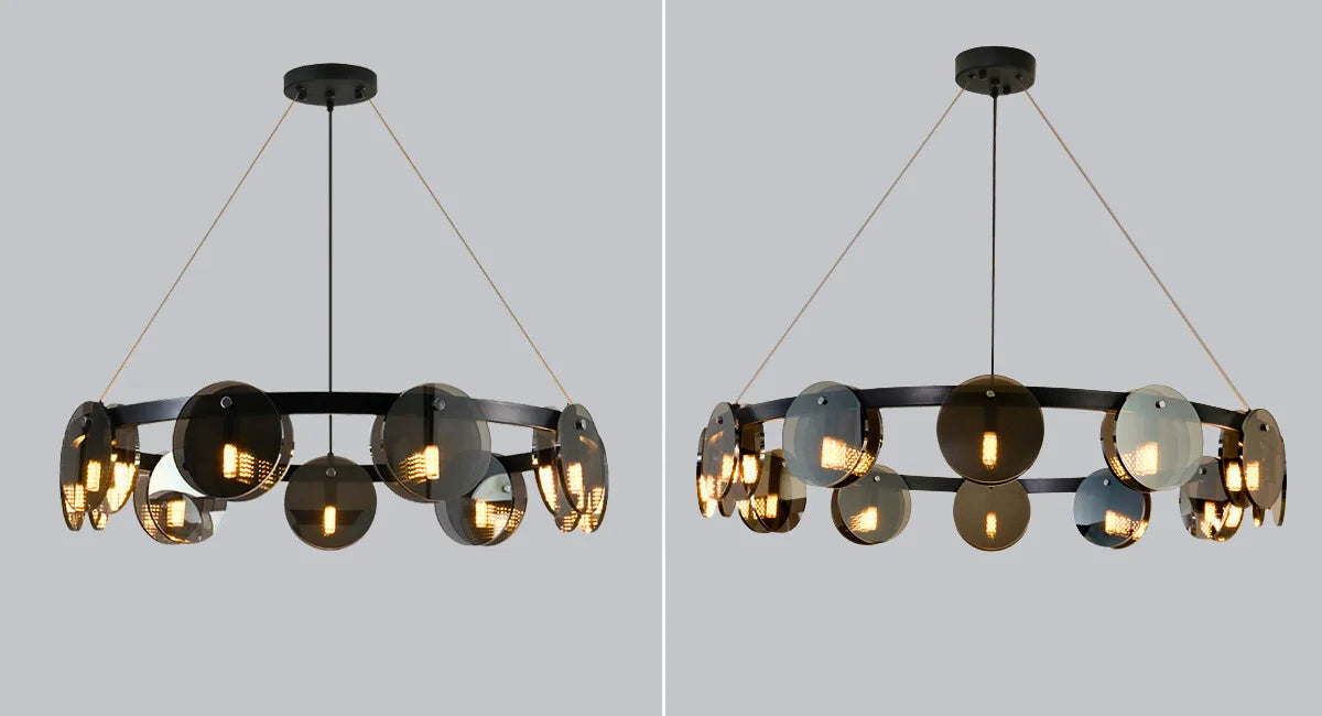 round glass chandelier