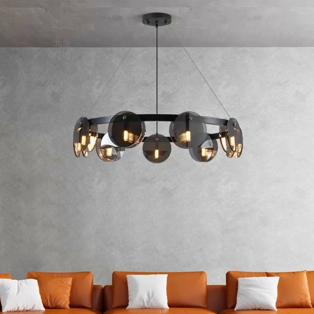 black glass chandelier