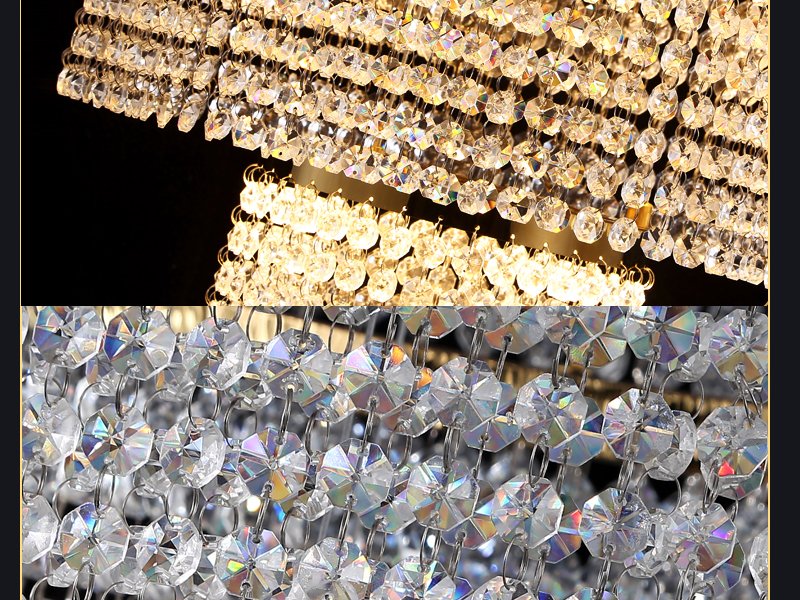 Luxe Chandelier-Large Modern Gold Crystal Chandelier For High Ceiling Detail Image 1