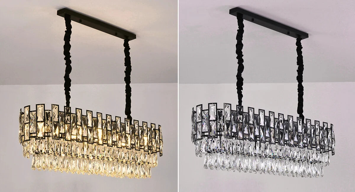 black chandelier dining room