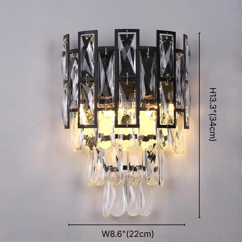 Luxor Black Crystal Wall Sconce for Bedroom & Hallway