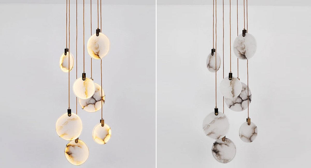 Marble Chandelier-Luxury Living Room Chandelier for High Ceilings Real Shot