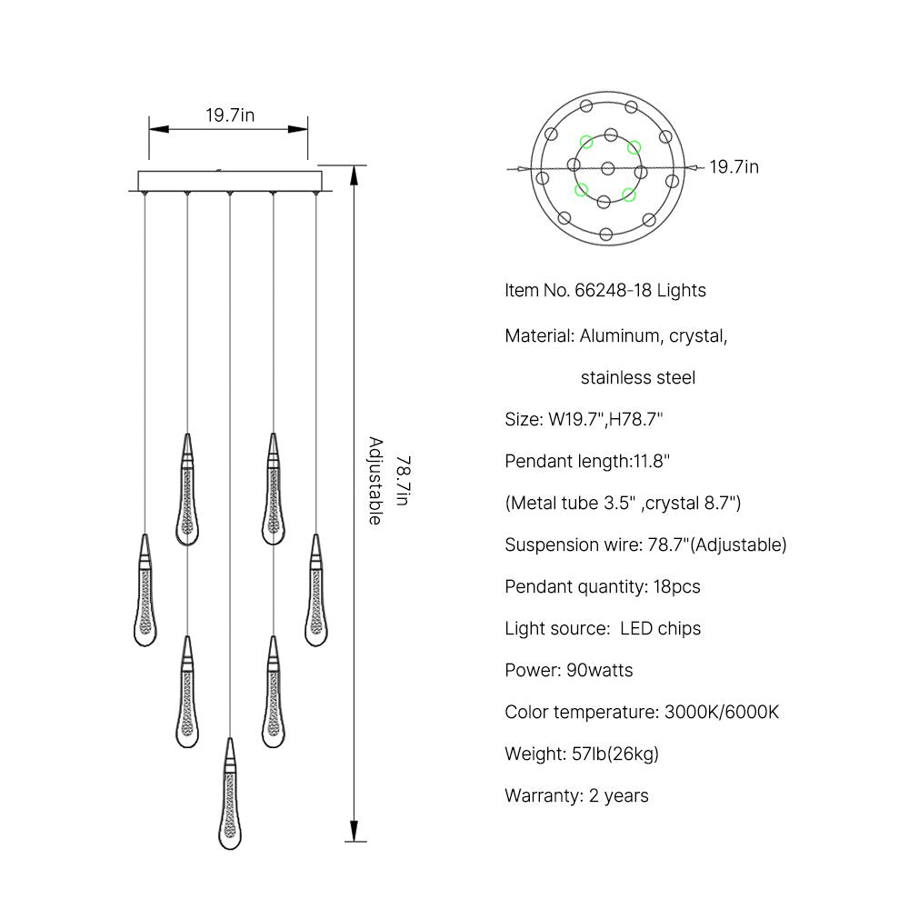 Meteors Chandelier-Spiral Design Modern Crystal Light Fixture For Staircase-SKU-18 Lights-Freely Design