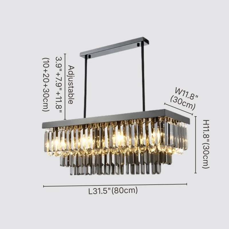 Morning Luxury Rectangular Crystal Chandelier for Dining Room