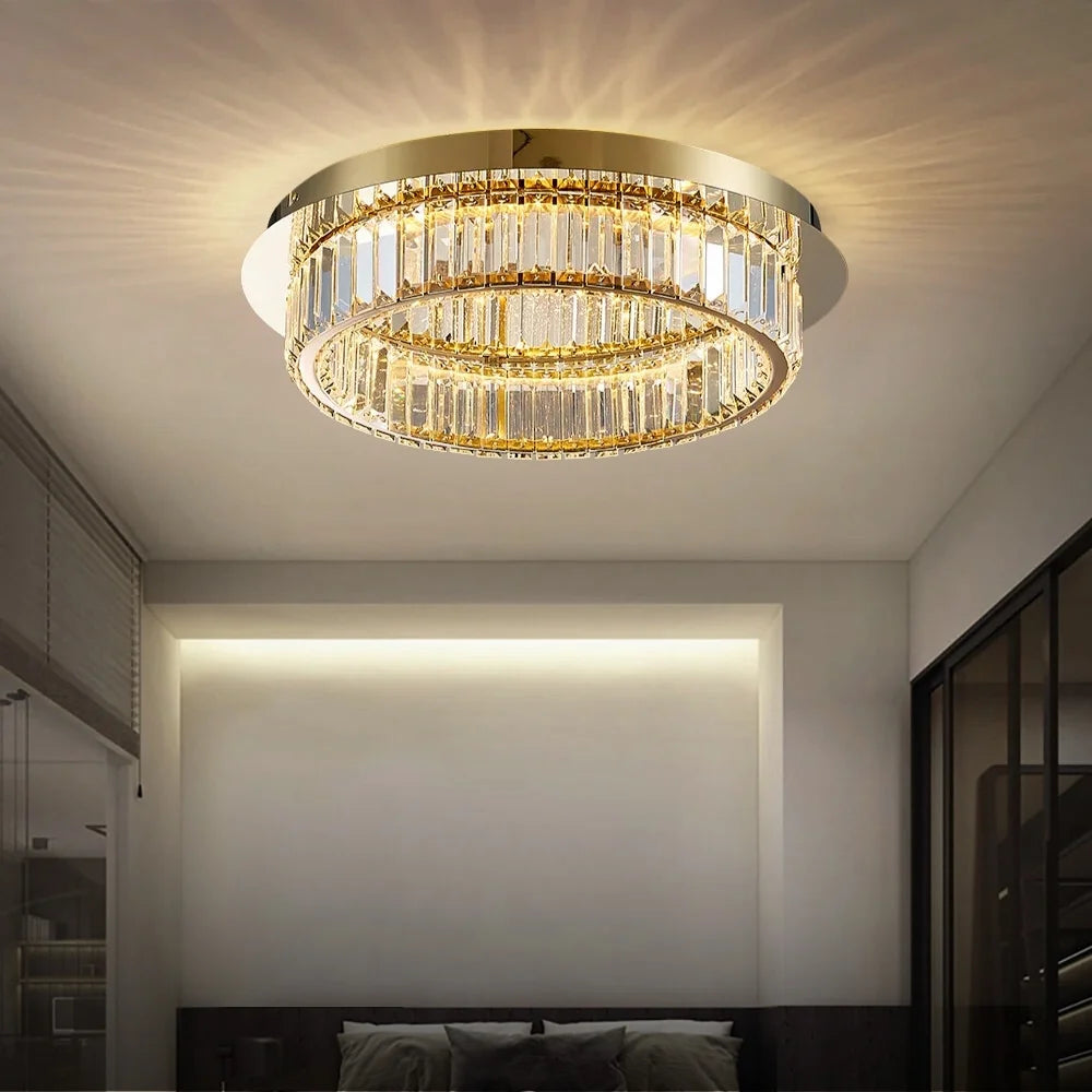 gold crystal ceiling lamp