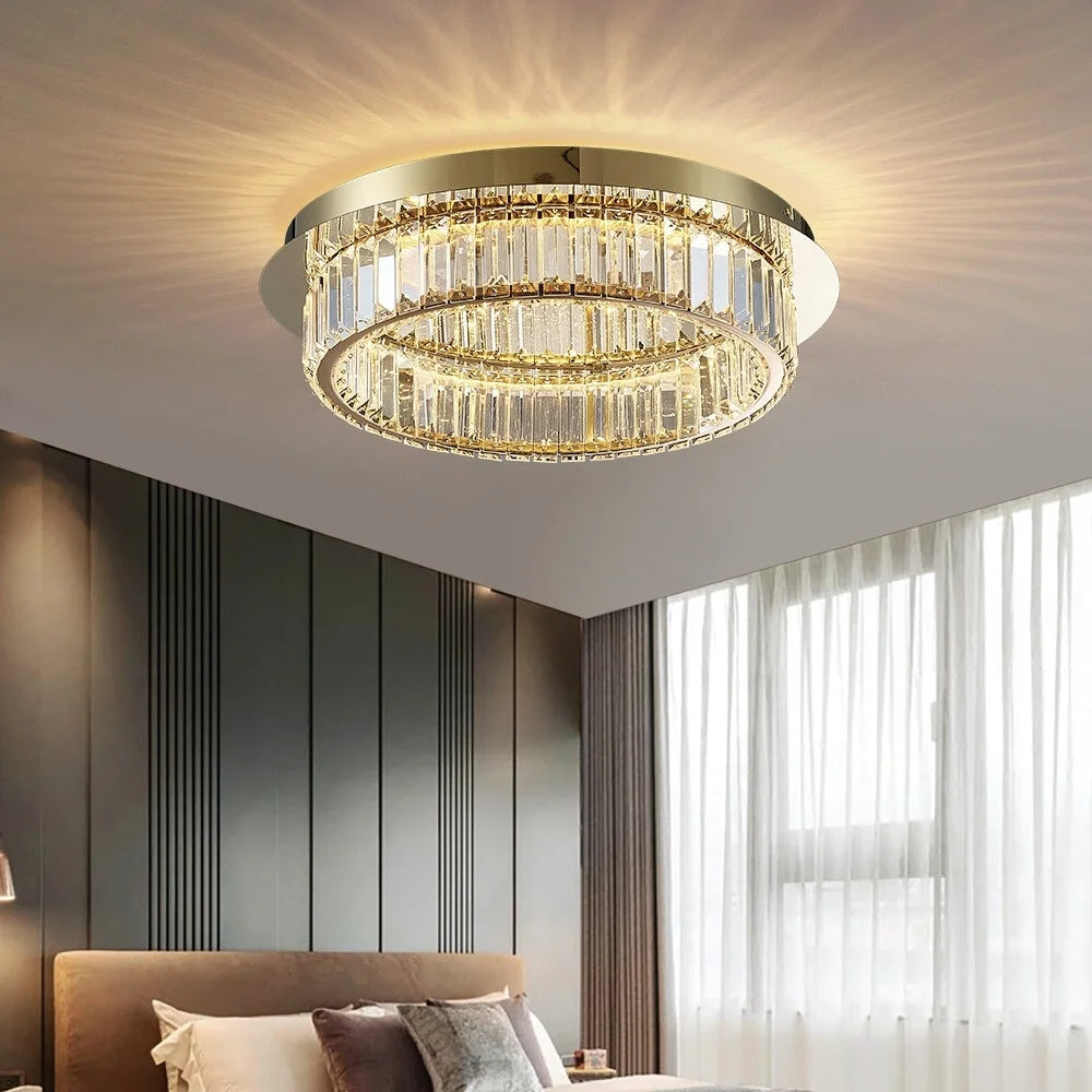 gold crystal ceiling lamp
