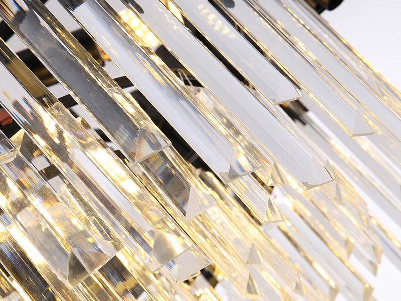 Nocturne Staircase Chandelier-Large Modern Black Crystal Chandelier For Entryway-Crystal Detail
