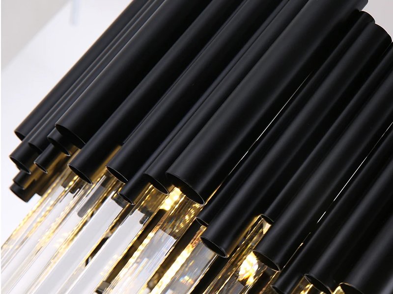 Nocturne Staircase Chandelier-Large Modern Black Crystal Chandelier For Entryway-Lamp Frame Detail