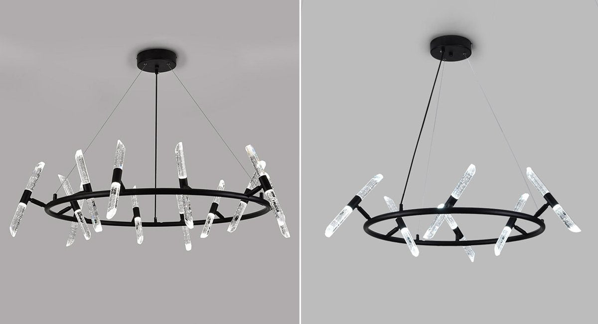 Ray Chandelier-Black Led CreativeCrystal Hanging Lamp For Living Room Real Shot Image 1