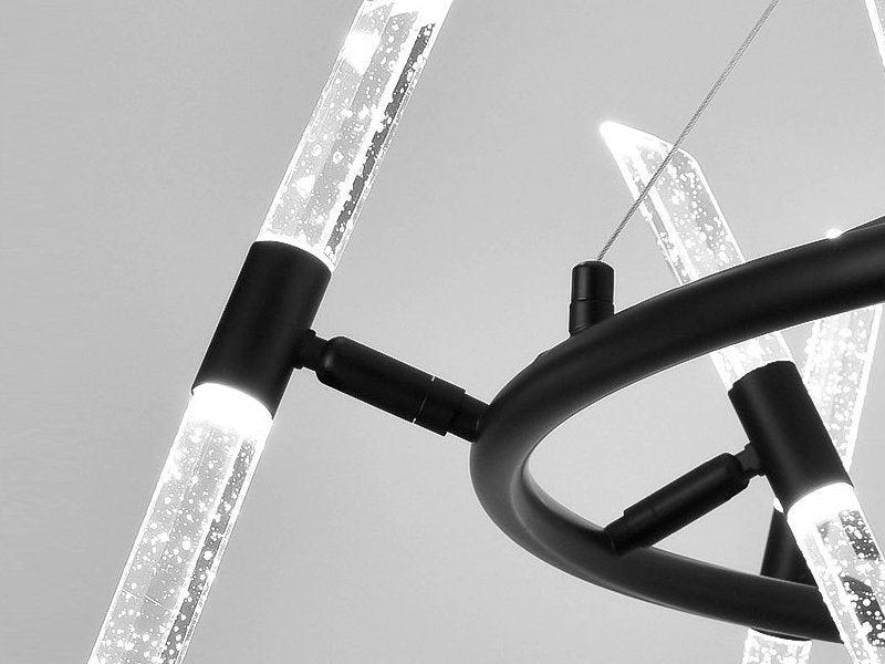 Ray Chandelier-Black Led CreativeCrystal Hanging Lamp For Living Room Detail Image 1