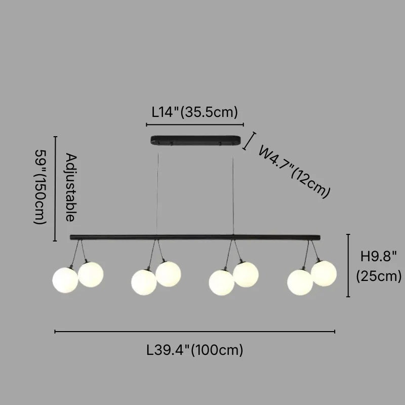 Sol Modern Black Glass Ball LED Chandelier for Living Room