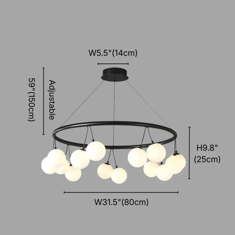 Sol Modern Black Glass Ball LED Chandelier for Living Room