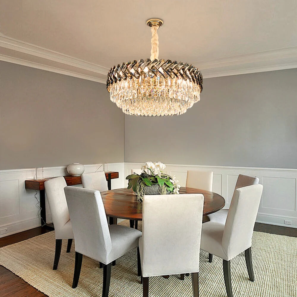Solis Chandelier - Modern Gold Living Room Crystal Lighting Fixture