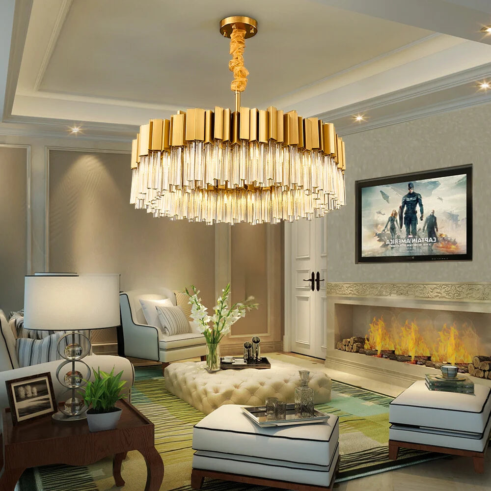 Sunny Gold and Crystal Chandelier