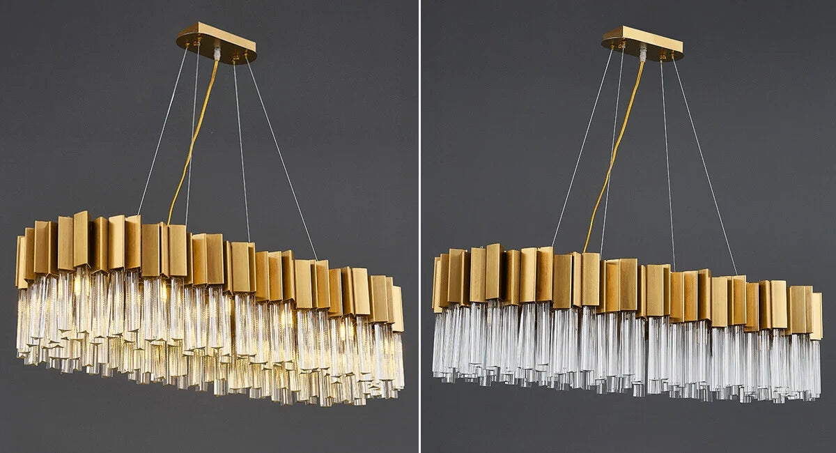 chandelier over dining table