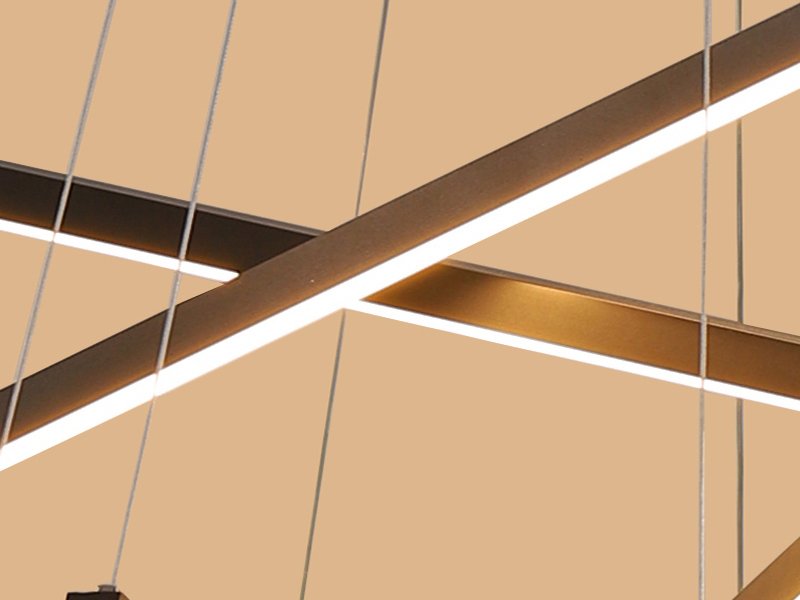Vect Chandelier-Black LED Contemporary Linear Light Fixture For Staircase Detail