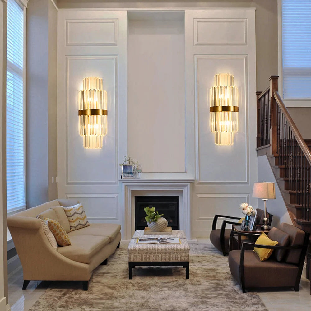 gold crystal wall light