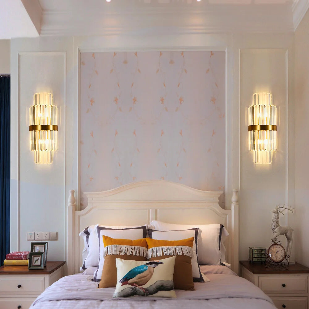 gold crystal wall light