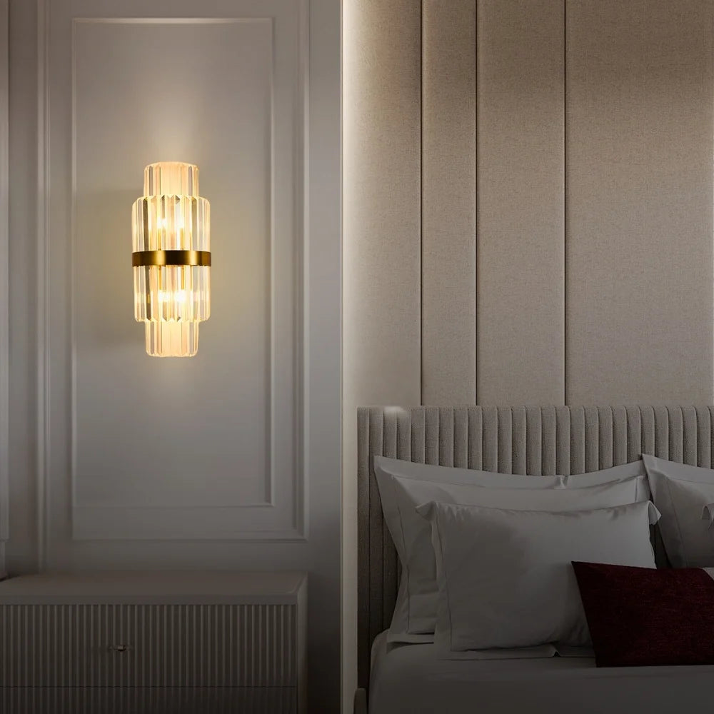 gold crystal wall light