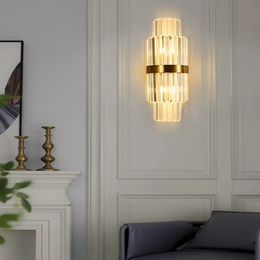 gold crystal wall light