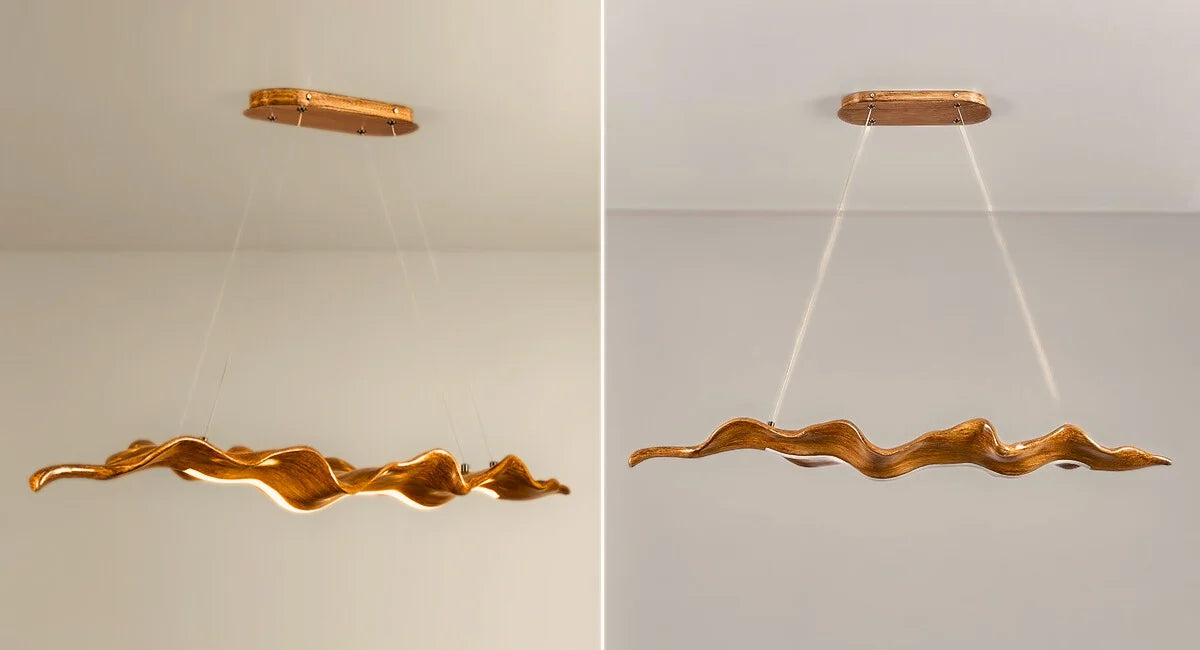 Wave Pendant Light-Creative Faux Wood Pendant Light For Dining Room/lsland Real Shot