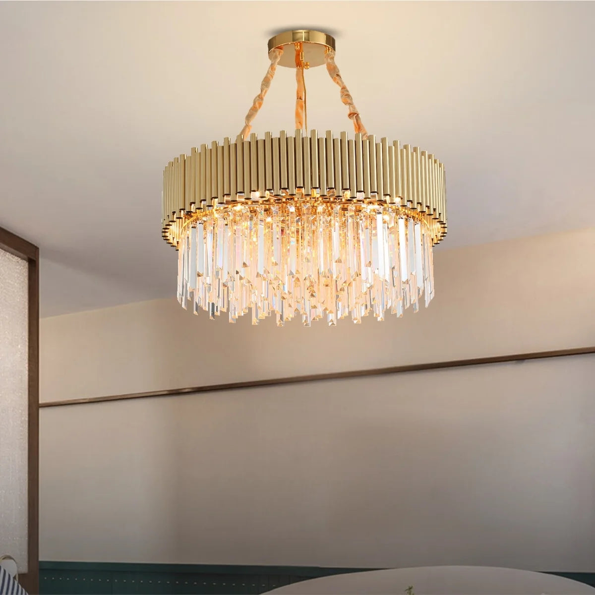modern gold and crystal chandelier