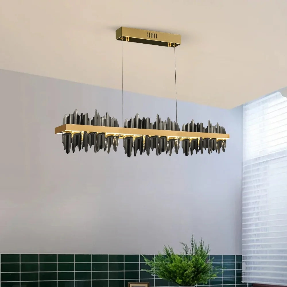 black and gold chandelier for bar area