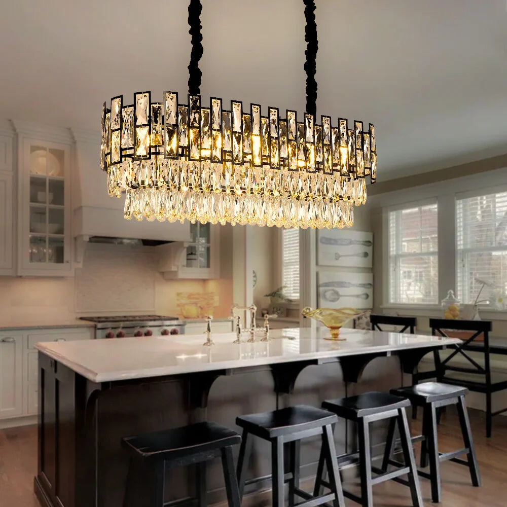 black chandelier dining room