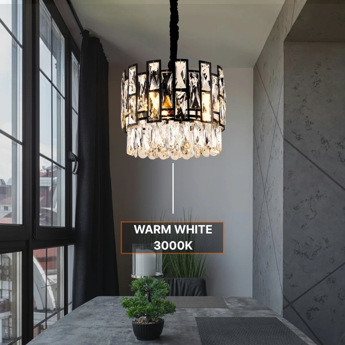black crystal bar pendant light