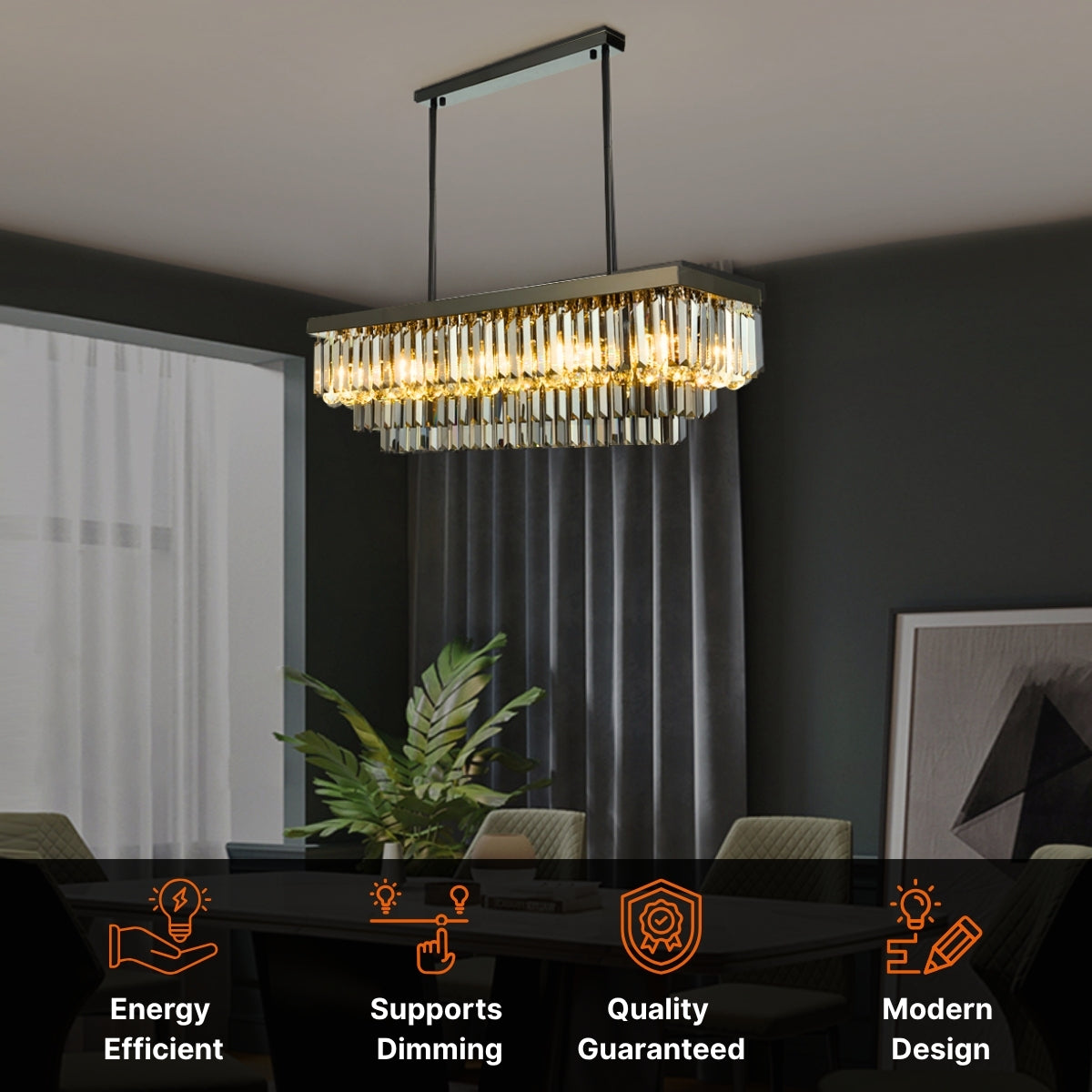 black frame crystal chandelier