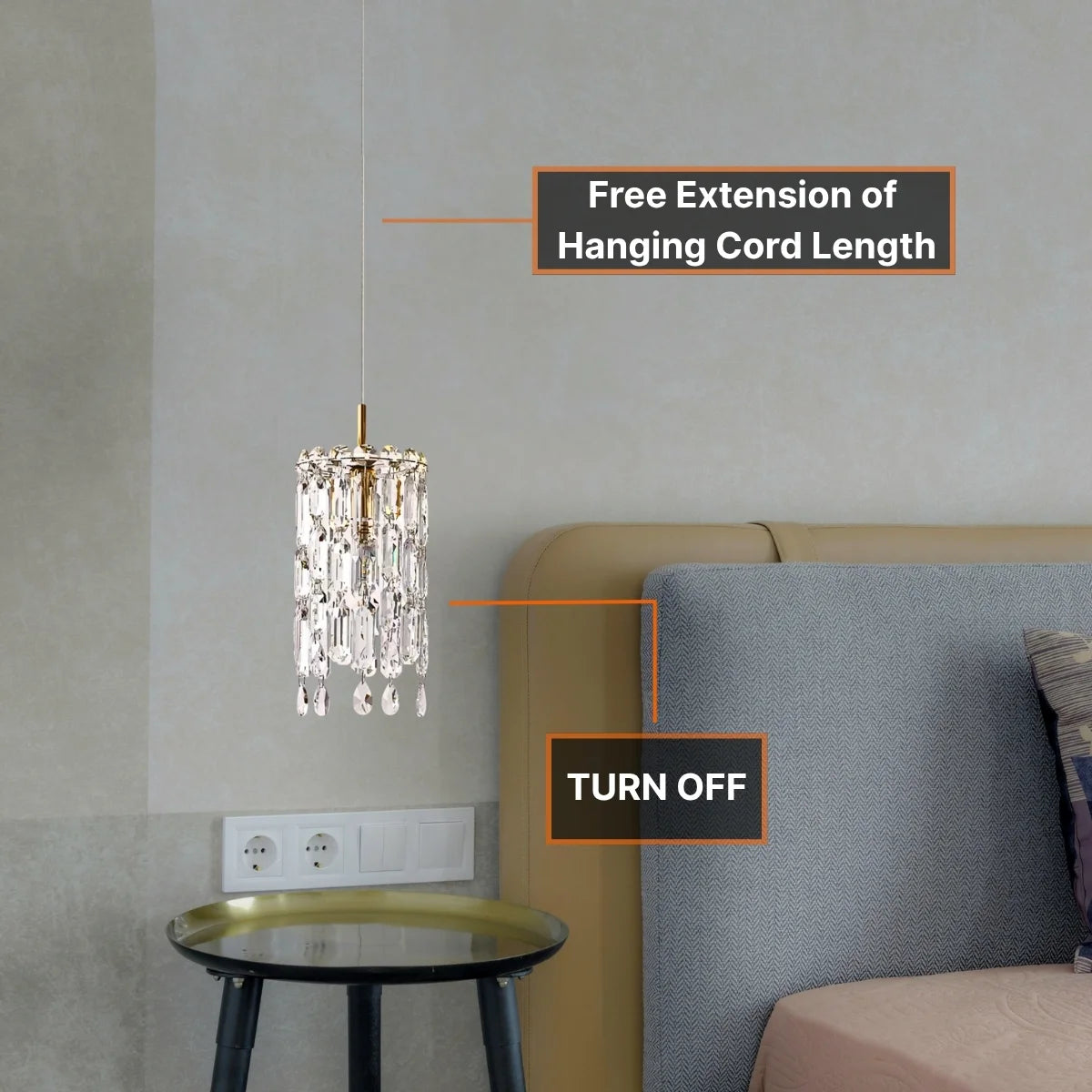 black pendant light with crystals