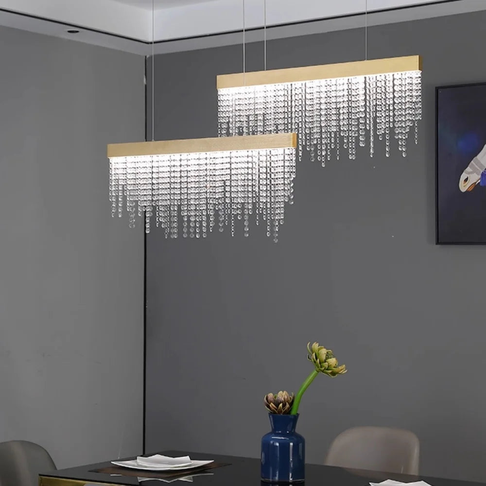 chrome chandelier with crystals