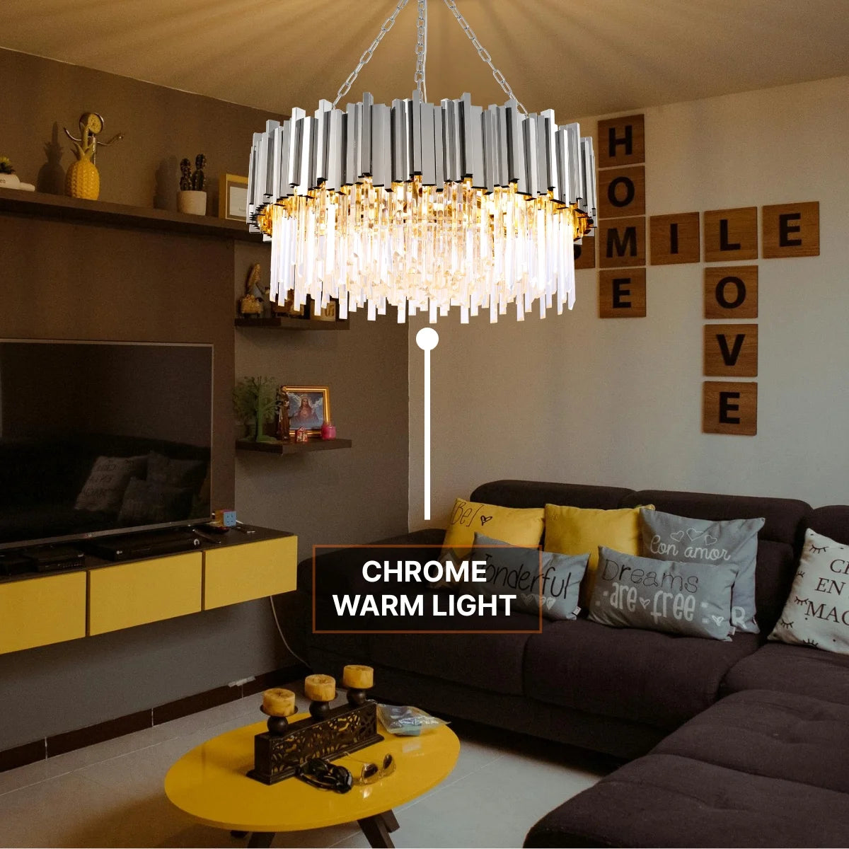 chrome crystal chandelier
