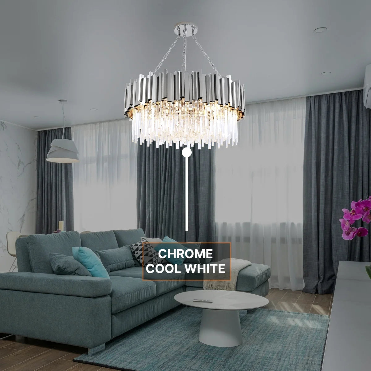 chrome crystal chandelier for living room