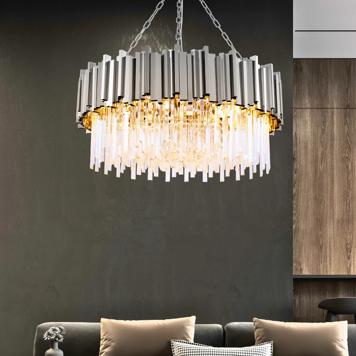 chrome crystal chandelier for living room