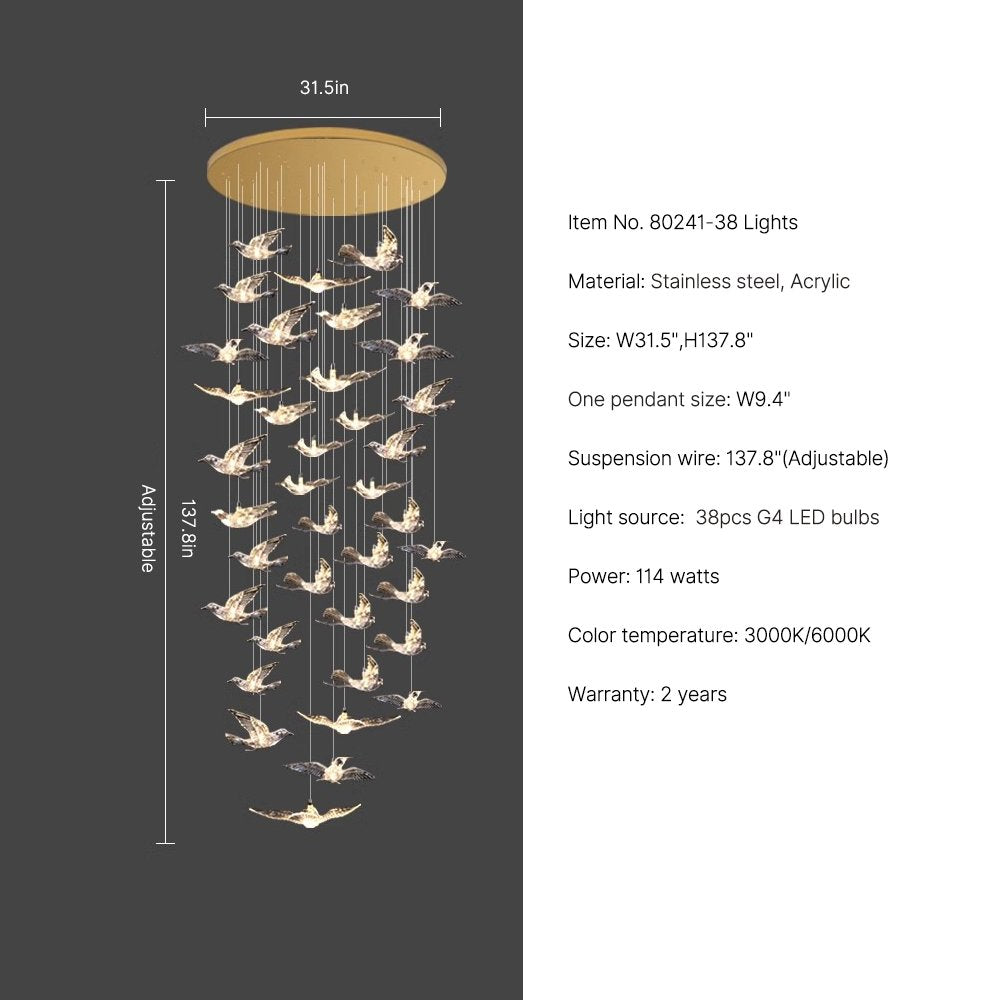 crystal bird chandelier