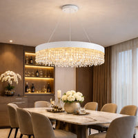 Vetra Luxury Round Crystal Chandelier for Living Room & Dining Room