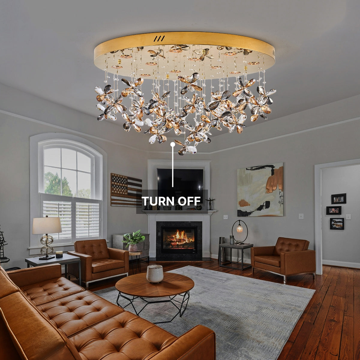 crystal flower ceiling light