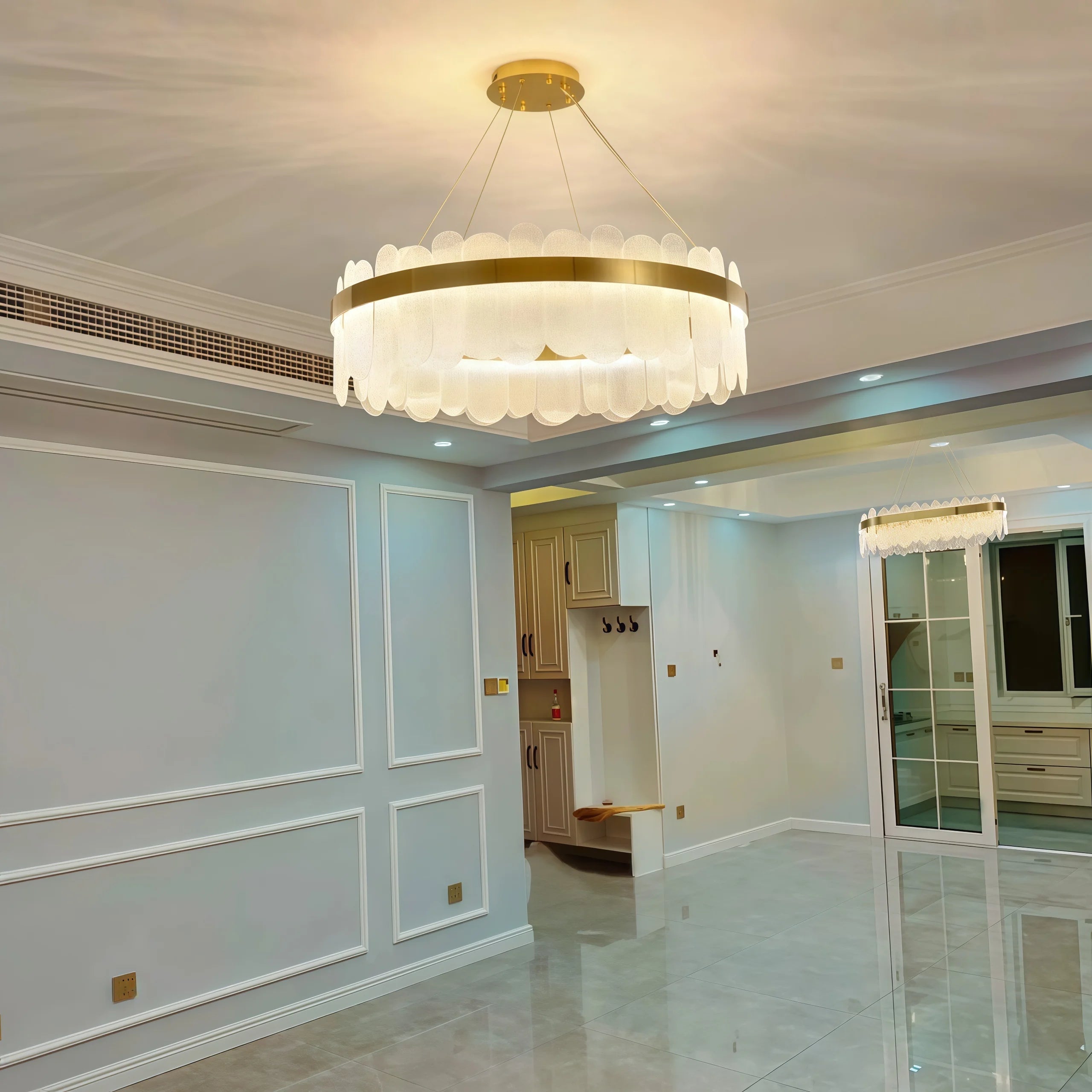 dining room white glass chandelier